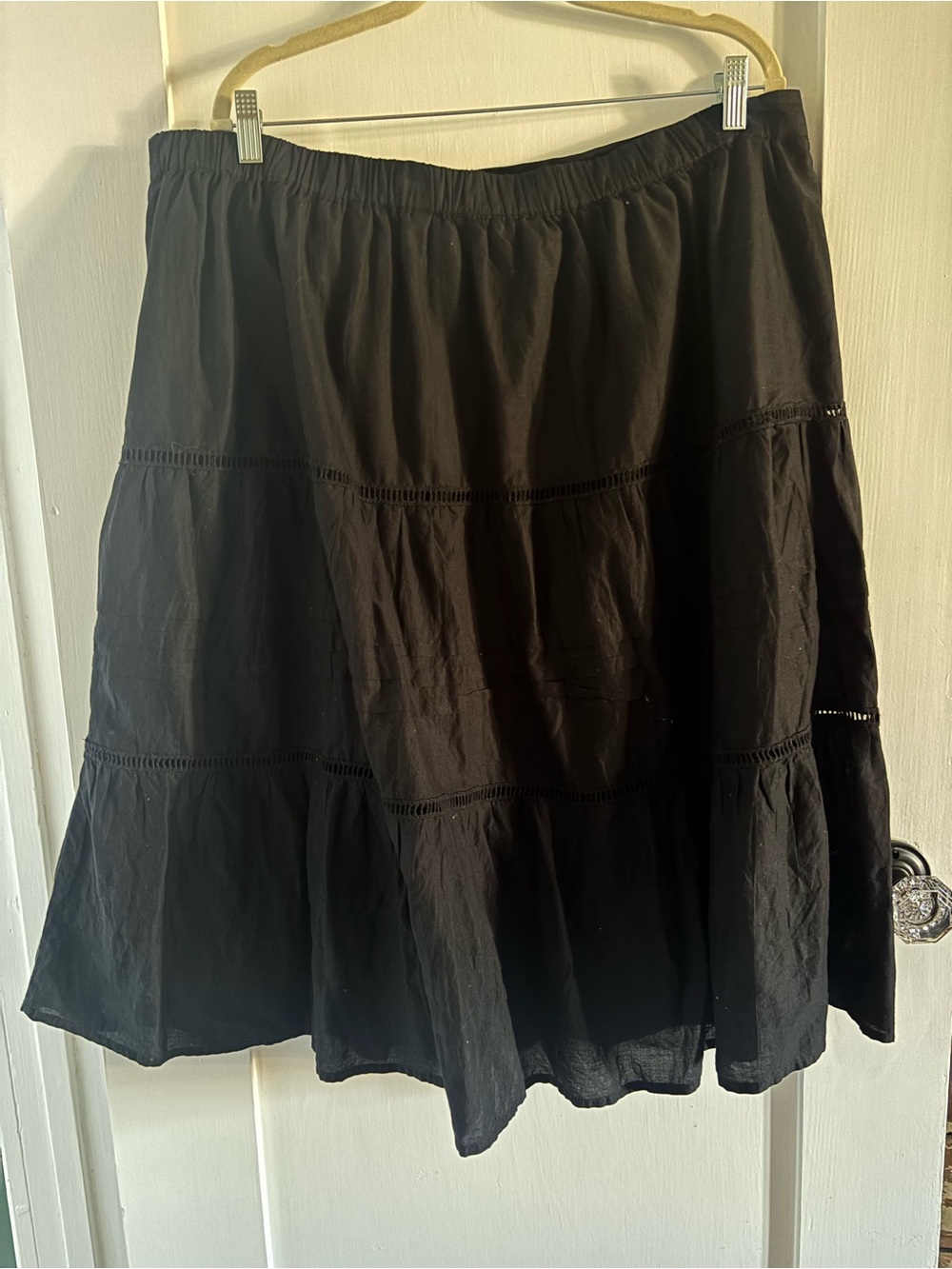 J Crew Black Tiered Cotton Midi Skirt - Sz XXL